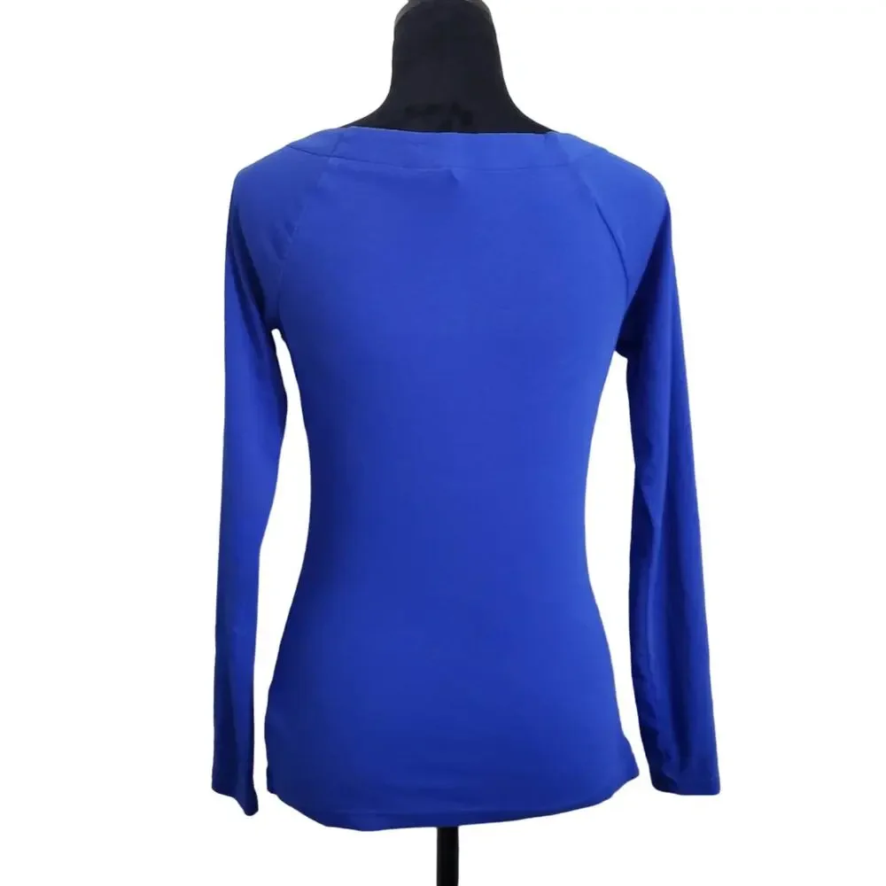 RALPH LAUREN LONG SLEEVE SWEATER/SHIRT, Sz M, BLUE, COTTON/ELASTANE